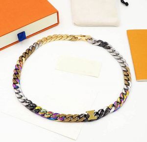Fashion Charm Designers Color Diamond Halsband kubansk kedja titan rostfritt stål unisex halsband armband för män kvinnor smycken gåva