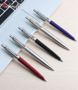 10pcslot Ballpoint Pen Set Коммерческий металлический шариковой шар для школьных офисных канцелярских товаров Подарочная ручка пресса из стиля Black Blue Ink 21771770