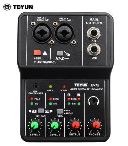 Pegs Teyun Q12 Professioneller Audio -Sound -Mixer mit Monitor E -Gitarren -Live -Rundfunkaufnahme für Studio Singing Computer PC