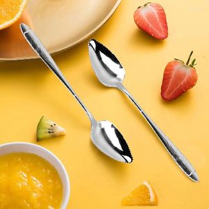 Colheres de frutas raspando a colher de aço inoxidável sorrato serrilhado Subemsert Scoop Baby Complementary Casa Kitchen Supplies