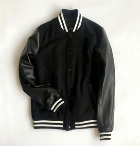 Men039s Kurtki zima prawdziwe skórzane rękawy kurtki uniwerek mężczyzn wełna wełna baseball Letterman płaszcz plus rozmiar 5xl5149293