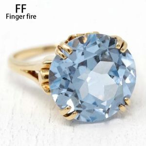Simple Fashion Light Blue Diamond Female Romantic Engagement Ring Bride Princess Love Jubileum Gift Beach Party Jewelry 240412