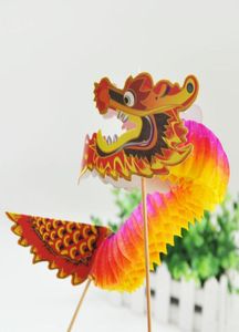 2pcspack 3D Chinese Dragon Tissue Paper Blumenkugeln Chinesische Neujahrsdekoration Wabe Hanging Dekoration 1085659