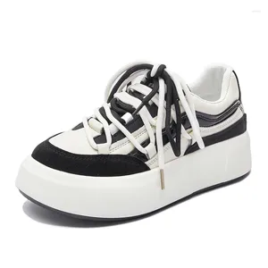 Casual Shoes Women's Small White Sneakers Light Flat Vulcanized Lace-up Running Genuine Leather