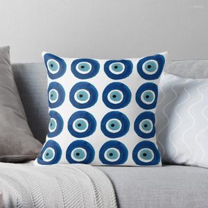 Kudde akvarell Evil Eye Pattern (nazar) Mörk och ljusblå kast soffa täcker lyxfodral dekorativ