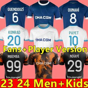 2023 2024 MAILLOT MARSEILLES SOCCER Jerseys Foot Cuisance Alexis Payet Clauss Football Shirts Men Kids Veretout Under Om Olympique Vitinha Fan Player