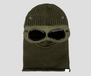 Goggle Balaclava Extra fin merino ull beanie stickad hatt män mössa utomhus vindbrytning huva behåller värmeskallar svart armé green7421856