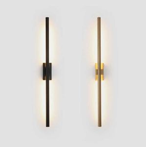 Modern Simple Linear Tube LED Wall Lamp upp Bakgrund Mittemot väggljus Led Bedside Foyer Corridor Black Gold LED SCONCE 218660343