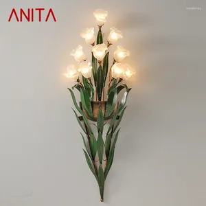 Wall Lamps ANITA American Style Countryside Lamp French Pastoral LED Creative Flower Living Room Bedroom Corridor Home Decoration