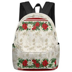 Zaino Christmas Flowers Flakes Snow Student School Bags Laptop Custom for Men Female Travel Mochila