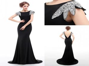 100 Vestidos de baile de sereia preta reais com lantejoulas com mangas tapadas vestidos de mulheres varreu vestidos de festa sexy sem costas2321935