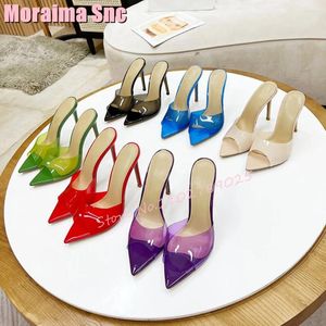 Hausschuhe sexy klare PVC spitzer Zehen Stiletto High Heel Slip auf präzisen Stil Frauen Schuhe Sommerrutschen 2024 Modeangebote