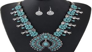 Bohemiska smyckesuppsättningar för kvinnor vintage afrikanska pärlor smycken set turkois mynt uttalande halsband örhängen set mode smycken4409099