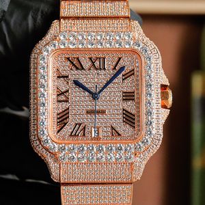 High Qulilty Diamond Hip Hop 22K Gold Plated 40mm 8215 Movement 904 Rostfritt stål Sapphire Crystal Noble och bländande handledsmän klocka