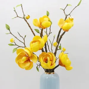 Decorative Flowers Soft Adhesive Magnolia Artificial Flower Simulation Home Furnishings Floor Decoration