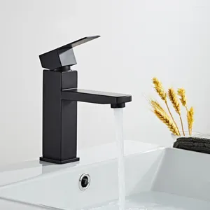 Waschbecken Wasserhähne quadratischer schwarzer Wasserhahn Edelstahl -Becken Mixerzubehör Tap Toilettendeck montiert