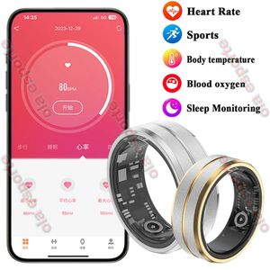 Smart Ring Health Monitor dla mężczyzn Bluetooth ciśnienie krwi tętno Monitor snu IP68 Wodoodporny na iOS Android 240408
