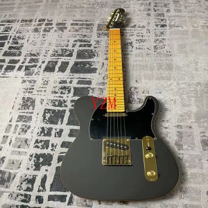 Guitar Electric Guitar TL Matte Black Guitar Yellow Edging 6String Maple Fingerboard Gold Accessories Black Guard Board 2 Justera