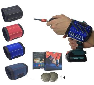 磁気リストバンドポケットツールベルトポーチバッグネジホルダー保持ツール磁気ブレスレット実用的な強いチャックリストツールキット6174229