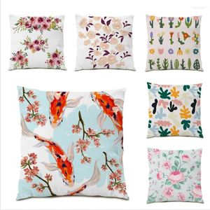 Kissenbezüge dekorative Polyester -Leinen Home Blume Samt Fabric S Cover Mod Pillowcase Dekor 45x45 E0750