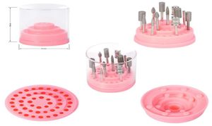 Hela nya 48 Holes Nail Drill Bit Holder Exhibition Stand Display med Acrylic Cover Pro Nail Art Container Storage Box Manic1283053