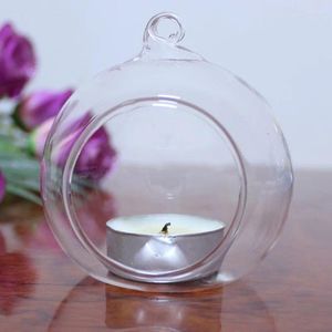 Titulares de vela Titular de vidro transparente cristal pendurado tealight castlestick jantar de casamento romântico decoração de decoração decoração de casa