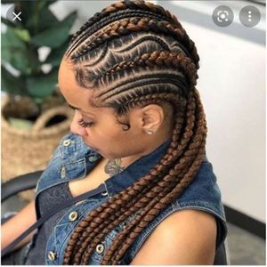 African 24 Inches 32 Inches Synthetic Hair Braided Wigs Lace Front Wig Braids for Black Women