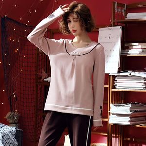 Heimkleidung hochwertige Baumwoll -Pyjama -Sets für Frauen 2024 Herbst Winter Langarm Pyjama Casual Homewear Lounge Pijama