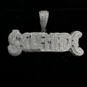 Eld Iced Out Letter Sterling Sier GRA Verified VVS1 Brilliant Diamond Moissanite Name Pendant