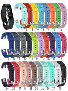 Lägsta 28Color Silicone Strap för FitBit Charge2 Band Fitness Smart Armband Watches Ersättning Sport Strap Bands för FitBI9018298