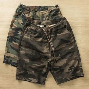 Bermuda Short Pants for Men Camouflage Mens Cargo Shorts Camo Elastic midja med dragsträng Big och Tall Wide Y2K bekväm 240401