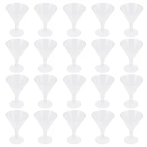 Copas descartáveis palhas 20 PCs Vinet de copo de vinícola Copa de suco de plástico martini coquetel cálice cupê copos bebendo aperitivo