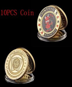 10pcs token poker artesan craft chip don039t tocar com o desafio de peito de ouro do cassino devilquot coin9551129
