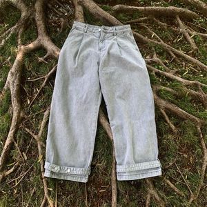 Imagens reais calças de jeans retas para homens Mulheres lavadas calças de corrida