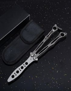 Specialerbjudande Butterfly Practice Flail Knife 440C Blade Steel Handle Trainer EDC Pocket Knives With Nylon Sheath7513801