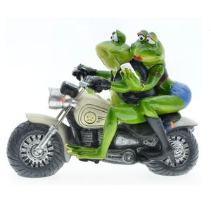 Żywice miłośnicy żaby jeździ motocykle 3D Ozdoby rzemieślnicze Creative Frog Model Home Office Tabletop Decor Prezent 240409