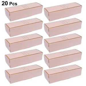 Take Out Containers 20pcs Rectangular Biscuit Boxes Paper Cookie Container Baking Packaging Box Party Supplies (Pink With Golden Edge)