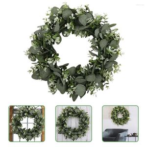 Decorative Flowers Artificial Garland Faux Green Wreath Eucalyptus Spring American Style Leaf Front Door Plastic