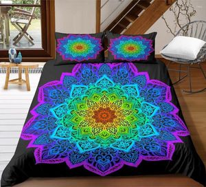 Sängkläder uppsättningar Bohemian Mandala Flower Printed Däcke Cover Set For Home Bedroom Comport Aquilt med Pillow Cases Bed Decor