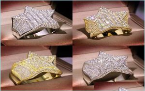 مع الحجارة الجانبية رجالي الخاتم الذهب الحجارة خمسة نقاط الموضة الهيب هوب رينغز المجوهرات 1850 T2 DROP DEL YZEDIBLESHOP DHD8J7191405