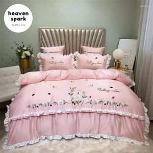 Bedding Sets Luxury 10 Colors Set Princess Floral 220x240 Bedroom Comforter Duvet Cover Quilt Bed Sheets And Pillowcases Sabanas