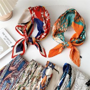 Scarves Korean Crinkle Hair Bands Scarf Satin Hijab Head Wraps Neckerchief Office Ladies Professional Small Shawl Square Bandana