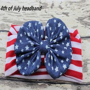 10st Nyaste spädbarn Knutt Wave Point Turban Hair Band Bow Flower Baby 4: e juli Huvudband Head Wrap Ed Knot Headwrap9458179