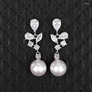 dangle earrings huitan exquisite women's with imitation pearl for Wedding Party Telemation Lady Jewelry