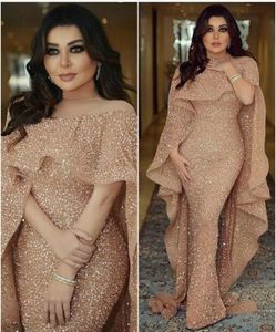 2018 abiti da sera Bling Mermaid con illuso Long Glitter incollato illusione in pizzo Arabo Middle East Midro -Oriente Trumpe di dimensioni Plus Size Pro5311937