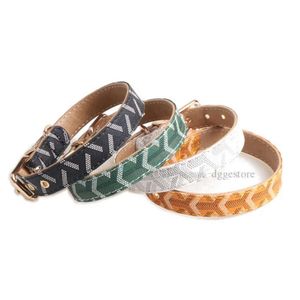 Two Layers of Leather Dog Collars Classic Leashes Set Printed Designer Pet Durable Leash Soft Cat Small Collar for Medium and Large Dogs XL B85