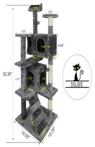 52quot Cat Tree Activity Tower Pet Kitty Furniture With Scratching Posts Dders64313225667853