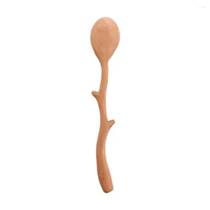 Spoons Long Handle Branch Shape Flatware Cooking Mixing Kitchen Utensil Wooden Spoon Soup Stirring