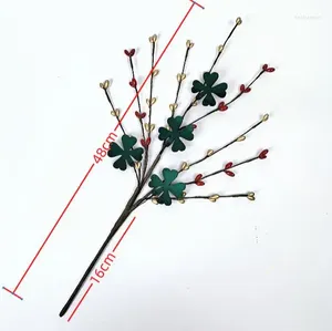 Fiori decorativi Irlanda Ornamenti Ornamenti Irish Green Shamrock Branch Tunili STEMS GIOCHET DECORAZIONE DELLA PIANTA DI PROGETTA DELLA CASA