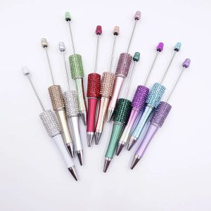 Pens 100pc Handmade Beaded DIY Ballpoint Pen Luxury Diamond Beadable Pens Cute School Office Supplies Stationery Wholesale Pens